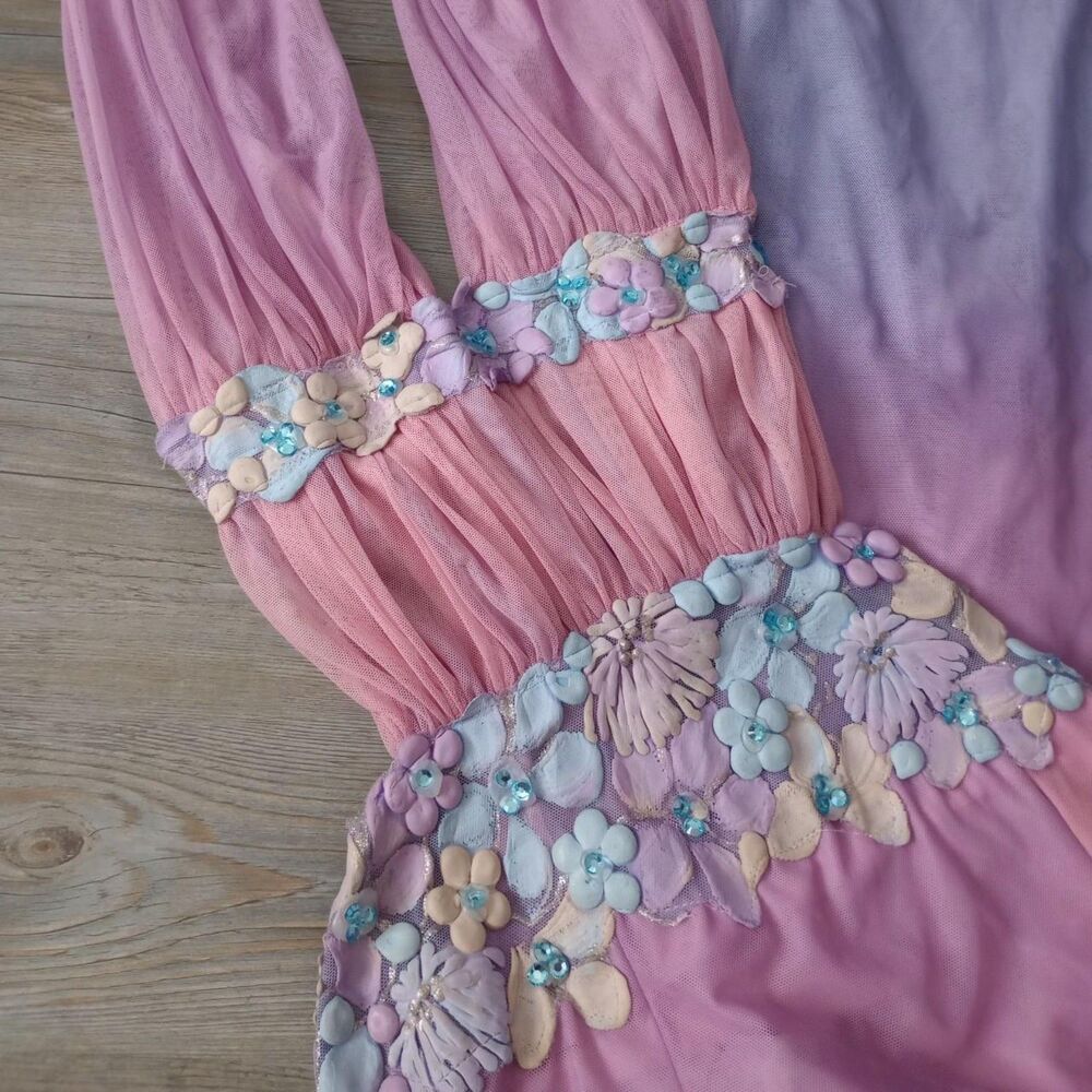 Y2K Ema Savahl Floral Ombré Halter Fairy Dress - Picture 6 of 12